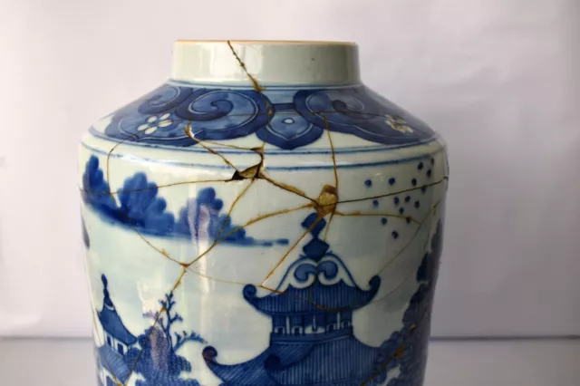 Antique Chinese Export Blue White Porcelain Tea Caddy Jar 18Th C. Collectibles" 2