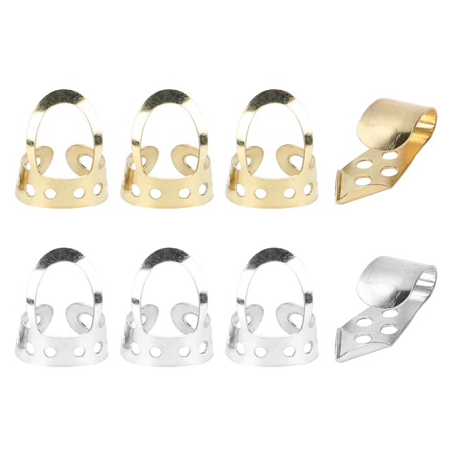 Finger Picks Metal Adjustable Hollow 3Pcs Index Finger + 1Pc Thumb Banjo Guit UK