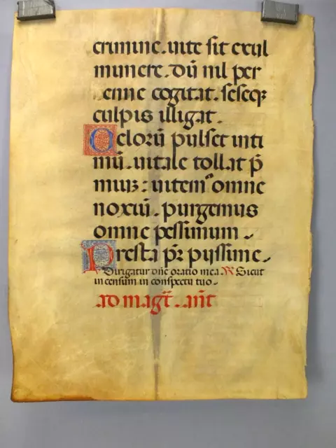 Late Medieval Antiphonary Music Sheet 15th to 16th Century Illuminated Two Sides Late Medieval Antiphonary Music Sheet 15th to 16th Century Illuminated Two Sides