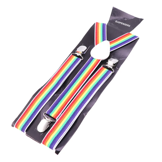 2 pz Clip Cinturino Sospensioni Cinturini Moda A Righe Colorate Cinghia Antipantaloni