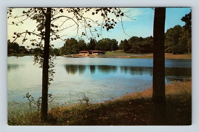 Kentucky View Audubon State Park Lake Bath House Henderson KY Vintage Postcard