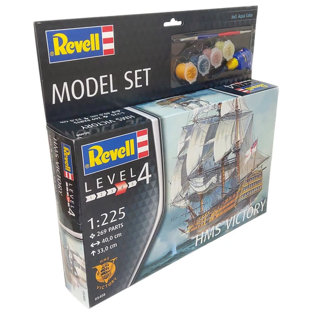 REVELL HMS VICTORY Ship Plastic Model Kit Scale 1225 with Paint & Glue
