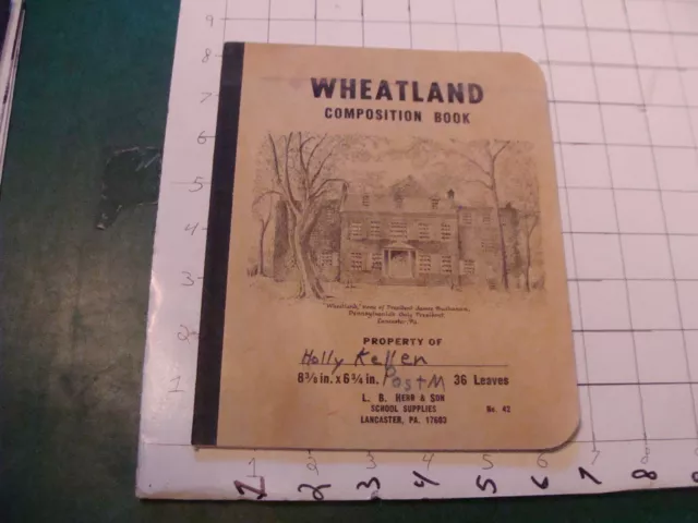vintage booklet: used kids WHEATLAND Composition book, pages missing, neat cover