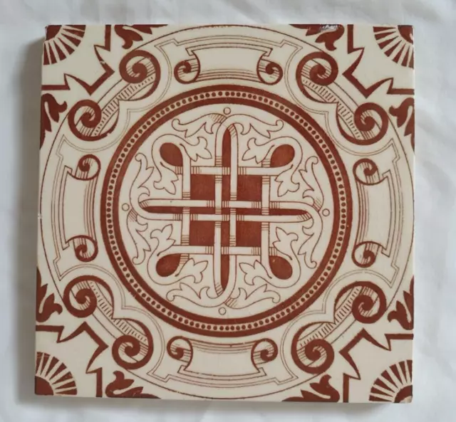 Charming Antique English 6 Inch Tile. Circa 19Th Century Gothic