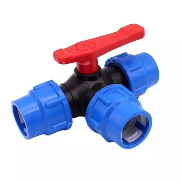 Fast Install PE Pipe 3 Way Ball Valve Direction Control Black+Blue DN15 DN40
