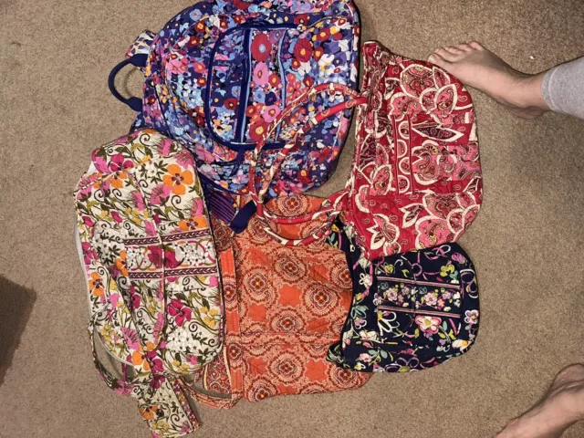 Vera Bradley Mixed Lot Of 5 Bags 1 Wallet Diaper Bags Back Pack Purses Pink Blue