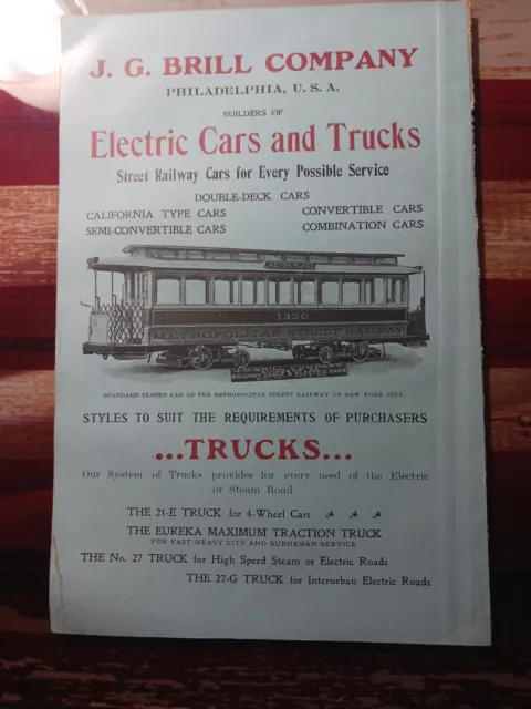 1901 Print Ad ~ J. G. BRILL ELECTRIC CARS & TRUCKS railway Railroad Philadelphia