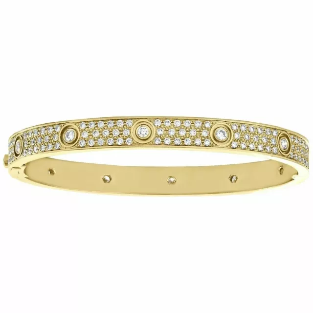 6.91 Ct Round Cut Simulated Diamond Women Bangle Bracelet 14K Yellow Gold Plated