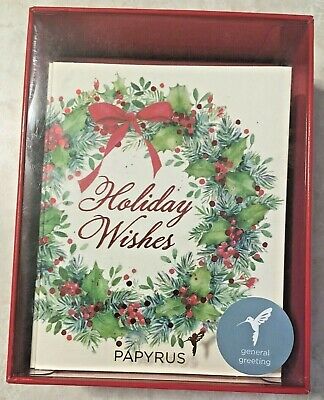 Papyrus Christmas Cards Boxed Christmas Wreath and Holiday Wishes 20-Count