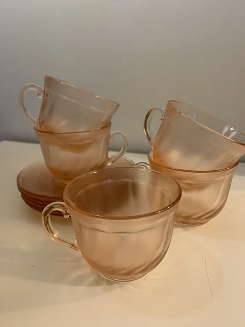 Coffret de 6 tasses à café avec soucoupe, 9CL, Arcoroc Rosaline, Neuf, Années 70, Vintage - France