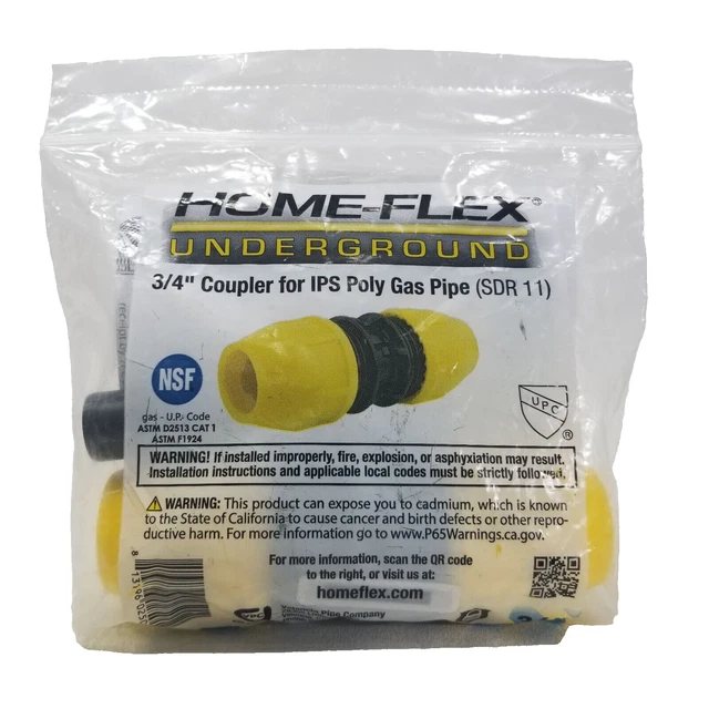 3/4 In. Ips Dr 11 Underground Yellow Poly Gas Pipe Coupler | Polyethylene X Of