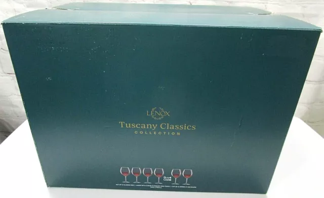 New in box Lenox Tuscany Classics Classic White Set of 6 21oz. glasses lead-free