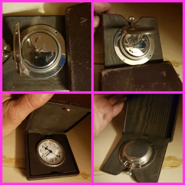 Sveglia Rara Da Viaggio  Meccanica  Epoca Anni 40 Alarm Clock Vintage Mechanic 2