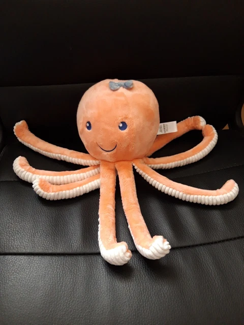 DOUDOU PELUCHE TEX PIEUVRE ROSE BLANCHE 30 Cm TBE 5