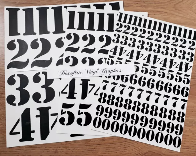 1" 25mm, 2" 50mm, 3" 75mm SELF ADHESIVE VINYL STENCIL NUMBERS STICKERS DECALS