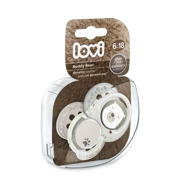 LOVI dynamic soother silicone Buddy Bear 6-18 m. 2 vnt. 22/865