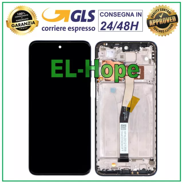 Display Touch Lcd Frame Per Xiaomi Redmi Note 9 Pro /9 Pro Max / 9S M2003J6 Nero