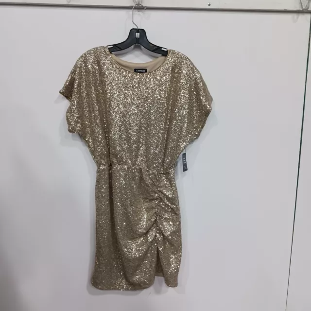 Women's Express Gold Sequined Cocktail Dress Sz M NWT