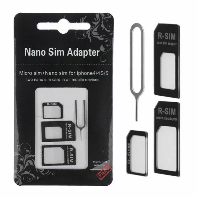 4 in1 Micro Nano SIM Card to Standard Adapter Adaptor Converter Sets For iPhone