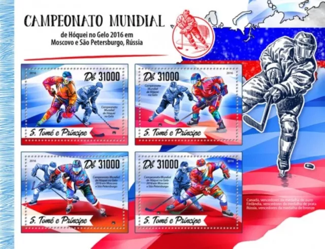 St Thomas - 2016 Eis Hockey Championship - 4 Briefmarke Blatt - ST16510a