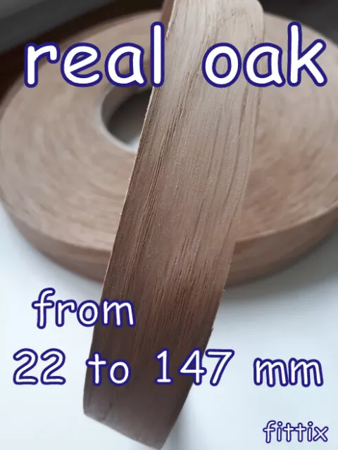 Iron on Edging PreGlued Real Wood Oak Veneer Edge Banding Tape from 22 to 147 mm