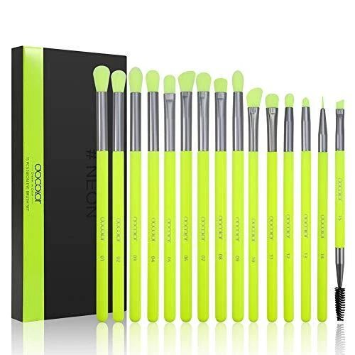 Docolor Pennelli Trucco set da 15 pennelli professionali color verde
