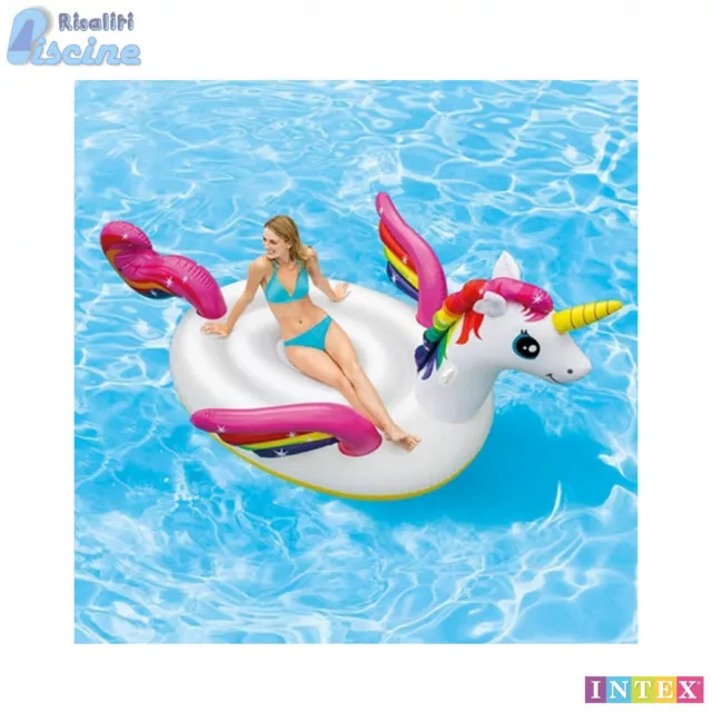 57281 Unicorno Gigante Isola Gonfiabile Intex Per Piscina Mare Cm 287X193X165