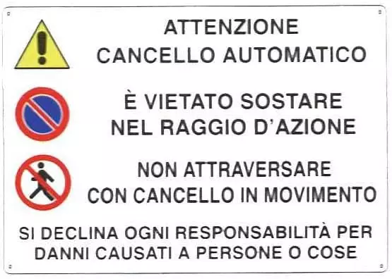 Schild Automatisches Tor 30x20 Aluminium [Targotimbri]