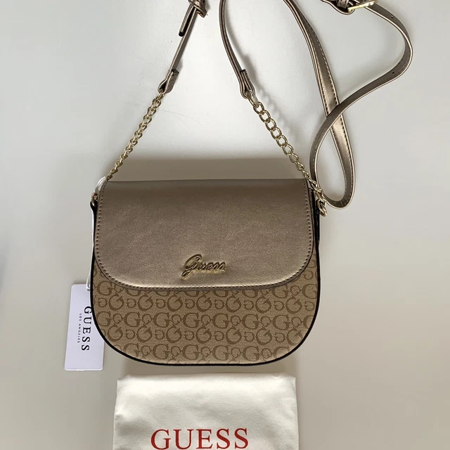 SAC BANDOULI RE GUESS Femme Marron Beige Dor Logos Neuf