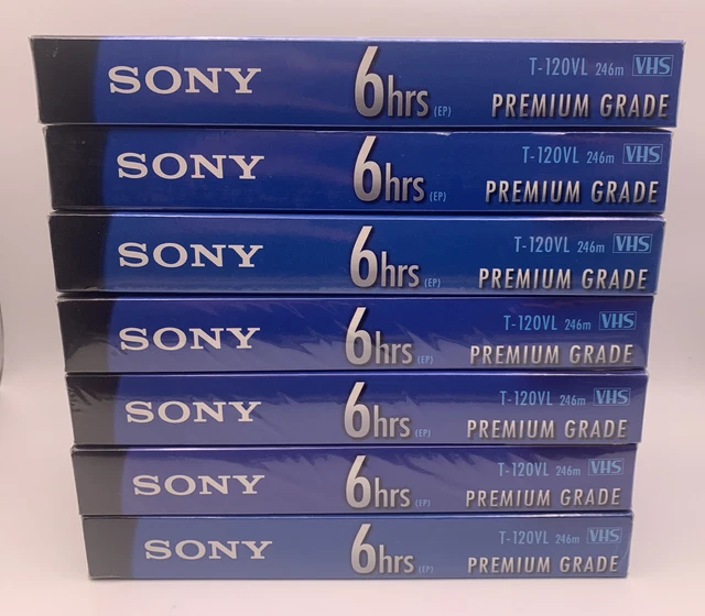 7 Pack of Sony T120VL Premium Grade 6hrs Blank VHS Video Tapes-246m-NEW