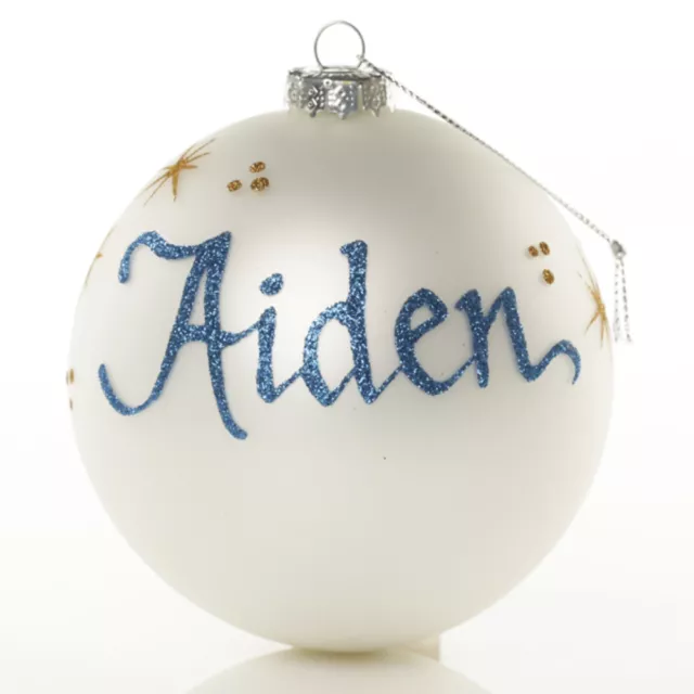 Pearl Glass Personalised Christmas Bauble, Christmas Tree Decoration, Glass