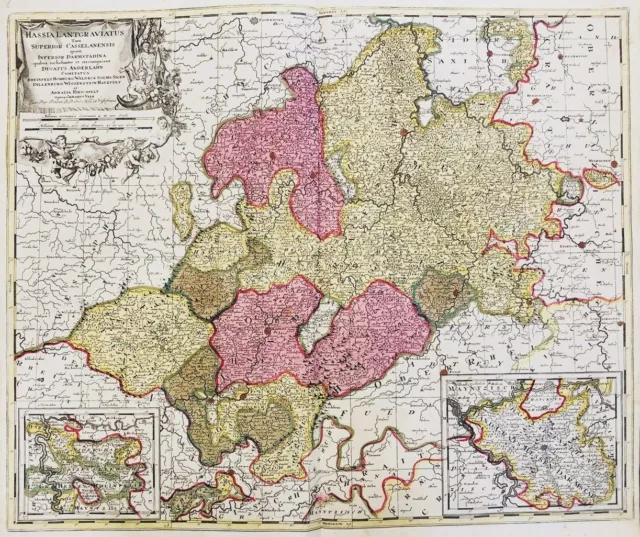 Hessen Marburg Giesen Kassel Wetzlar Waldeck Korbach map Karte Valk 1700