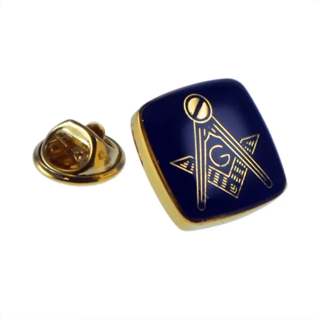 Golden & Blue Masonic with G LAPEL PIN Badge Brooch Birthday Present GIFT BOX