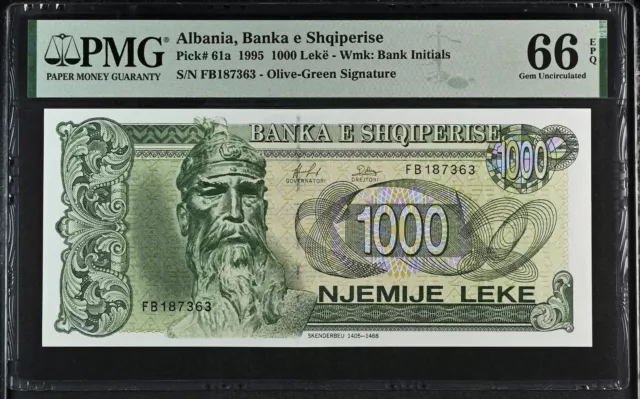 Albania 1000 Leke 1995 P 61 a Gem UNC PMG 66 EPQ TOP POP