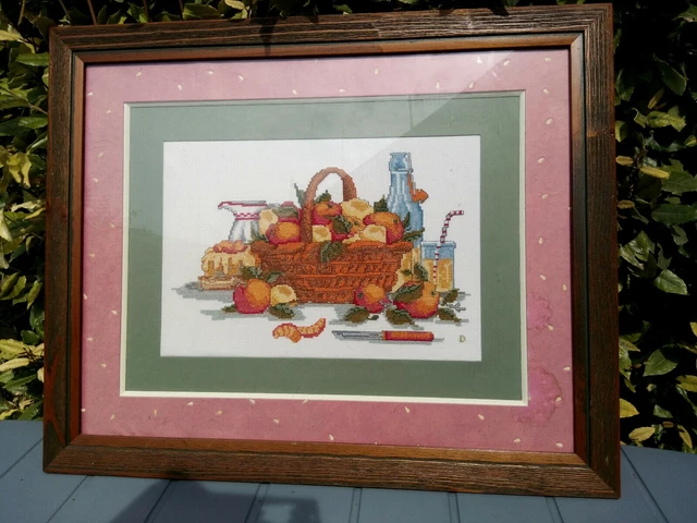Tableau Broderie Point De Croix DMC – Parfum De Fruits, Déco Faite Main