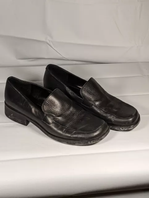 Vintage Franco Sarto Black Leather Square Toe Loafers