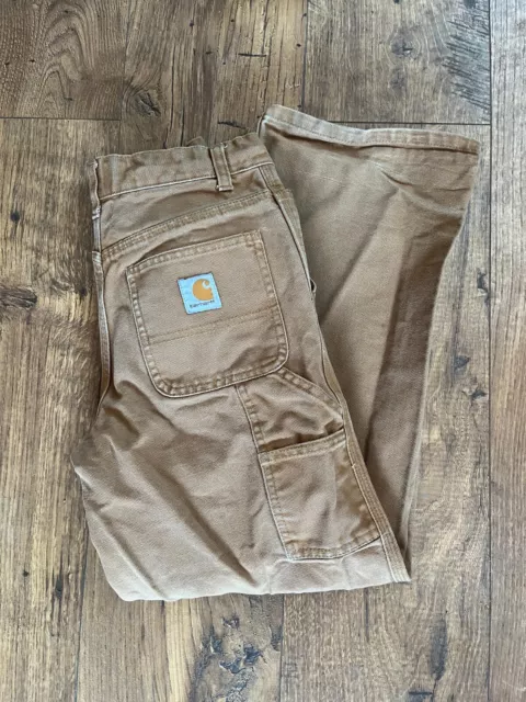Carhartt Carpenter Youth Brown Canvas Boys Work Pants Size 12