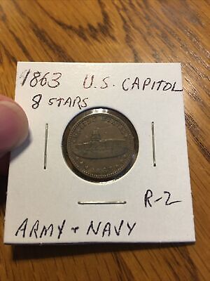 1863 Civil War Token US Capital "Army & Navy" 8 Stars Nice Shape