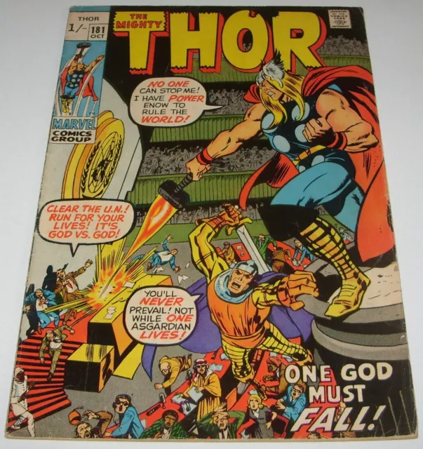 The Mighty Thor No 181 Marvel Comic October 1970 Mephisto Loki Stan Lee N. Adams