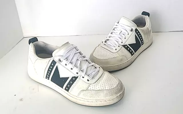 Maje ~ Star Studded white / Black leather sneakers ~ Size 8 Womens Shoes