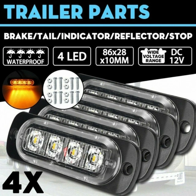 4pcs Bernstein 4LED Notsignal Warnlicht Gefahr Strobe Bar Auto Truck