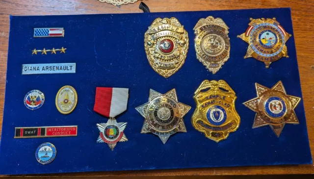 Badge Company Salesman Sample Display 6 Obsolete Police Badges & More