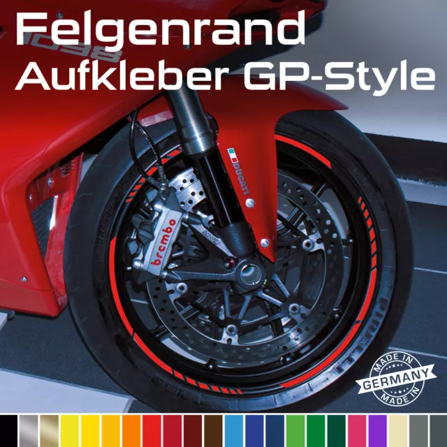 Felgenrandaufkleber GP Design STYLE NEU für Motorrad / Auto Felgenaufkleber  NEW