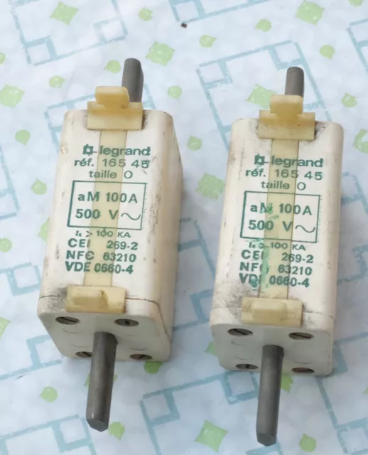 2X Legrand 0 165 45 Cartouche 100A couteau aM taille 0 avec voyant Lot de 2