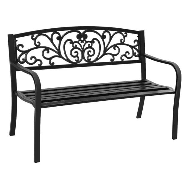 Gardeon Garden Bench Seat Steel Outdoor Patio Park Lounge Furniture Chair Black