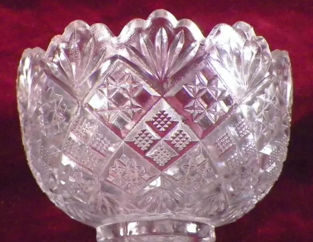 Flattened Diamond & Sunburst Toy Punch Bowl Set Westmoreland Clear Glass Antique 3