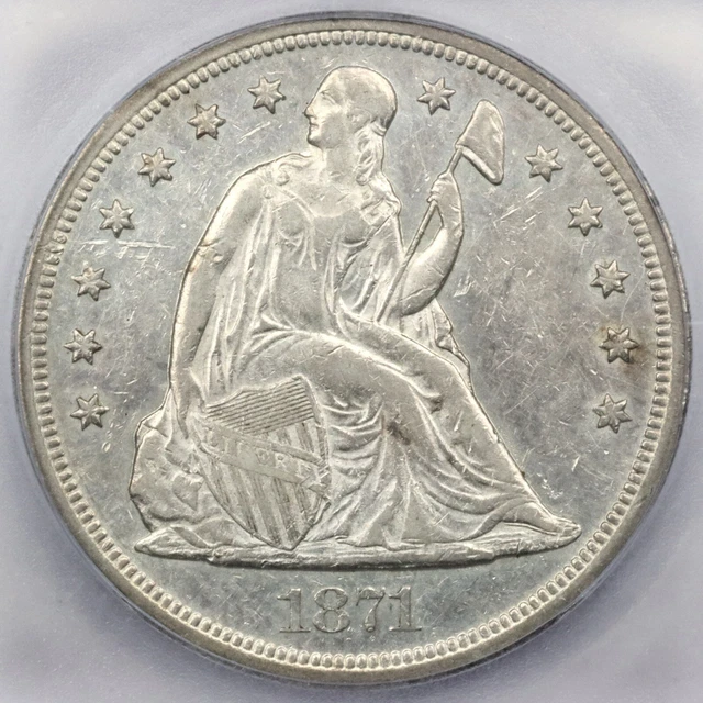 1871 $1 Seated Liberty Dollar - ICG AU 53