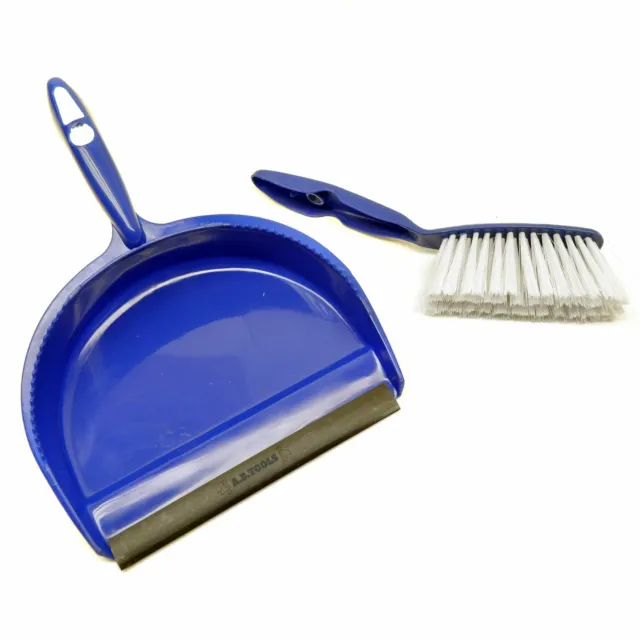 Blue Dust Pan and Brush set Dustpan Dust Sweeper Soft Nylon Bristles Sil173
