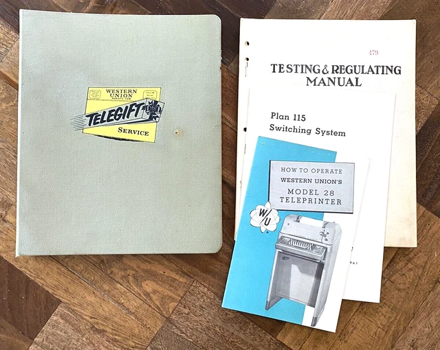 Vtg. Western Union Telegram TELEGIFT Binder and other Ephemera Model 28 Manual