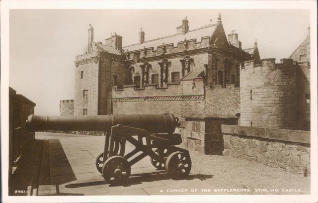 real photo Stirling castle a corner of the battlements JB white